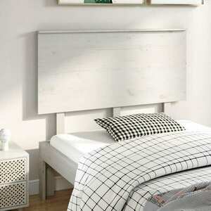 vidaXL Wezgłowie łóżka, białe, 124x6x82, 5 cm, lite drewno sosnowe obraz