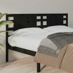 vidaXL Wezgłowie łóżka, czarne, 206x4x100 cm, lite drewno sosnowe obraz