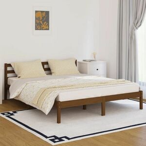 vidaXL Rama łóżka, lite drewno sosnowe, 160x200 cm, miodowy brąz obraz
