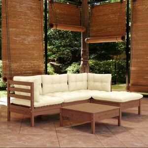 vidaXL 5-cz. zestaw wypoczynkowy do ogrodu, z poduszkami, drewniany obraz