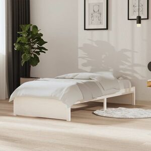 vidaXL Rama łóżka, biała, 90x190 cm, pojedyncza, lite drewno obraz