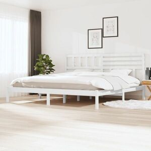 vidaXL Rama łóżka, biała, lite drewno sosnowe, 200 x 200 cm obraz