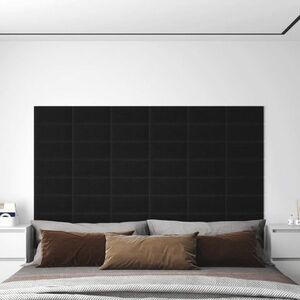 vidaXL Panele ścienne, 12 szt., czarne, 30x15 cm, tkanina, 0, 54 m² obraz