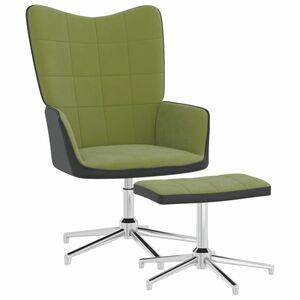 vidaXL Fotel z podnóżkiem, jasnozielony, aksamit i PVC obraz