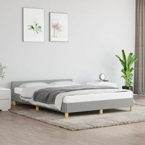 vidaXL Rama łóżka z zagłówkiem, jasnoszara, 140x200 cm, obita tkaniną obraz
