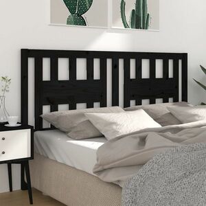vidaXL Wezgłowie łóżka, czarne, 166x4x100 cm, lite drewno sosnowe obraz