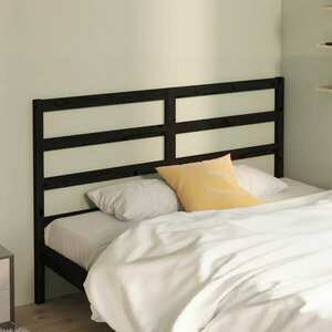 vidaXL Wezgłowie łóżka, czarne, 126x4x100 cm, lite drewno sosnowe obraz