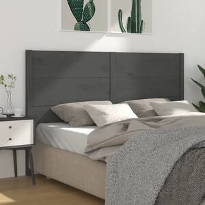 vidaXL Wezgłowie łóżka, szare, 156x4x100 cm, lite drewno sosnowe obraz