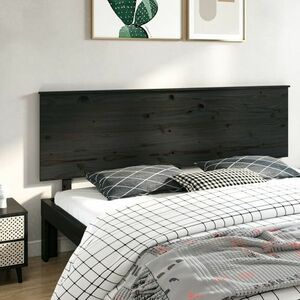 vidaXL Wezgłowie łóżka, czarne, 204x6x82, 5 cm, lite drewno sosnowe obraz