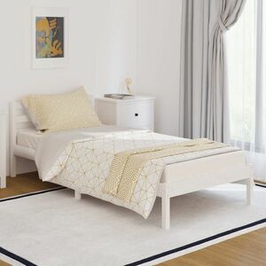 vidaXL Rama łóżka, lite drewno sosnowe, 90x200 cm, białe obraz
