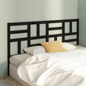 vidaXL Wezgłowie łóżka, czarne, 206x4x104 cm, lite drewno sosnowe obraz