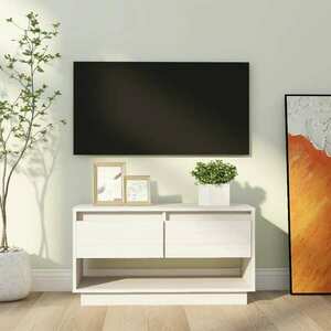 vidaXL Szafka pod telewizor, biała, 74x34x40 cm, lite drewno sosnowe obraz
