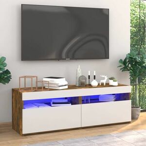 vidaXL Szafki pod TV z LED, 2 szt., przydymiony dąb, 60x35x40 cm obraz