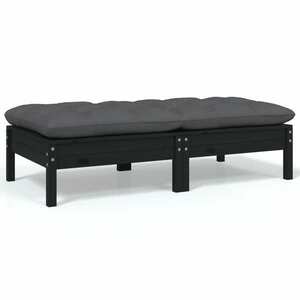 vidaXL 2-osobowa sofa ogrodowa z poduszkami, czarna, drewno sosnowe obraz