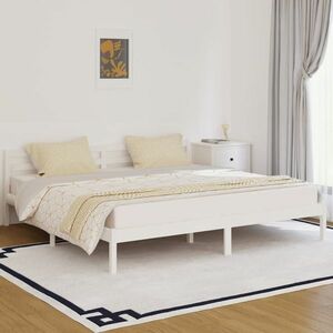vidaXL Rama łóżka, biała, lite drewno sosnowe, 200x200 cm obraz