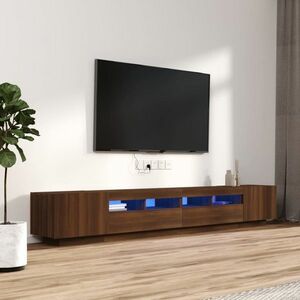 vidaXL Zestaw 3 szafek TV z oświetleniem LED, brązowy dąb obraz