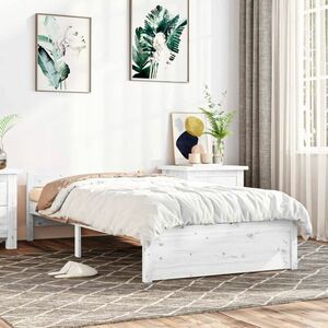vidaXL Rama łóżka, biała, lite drewno, 90 x 200 cm obraz