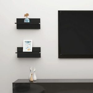 vidaXL Półki ścienne, 2 szt., czarne, wysoki połysk, 40 x 11, 5 x 18 cm obraz