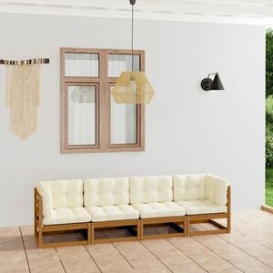 vidaXL 4-osobowa sofa ogrodowa z poduszkami, lite drewno sosnowe obraz