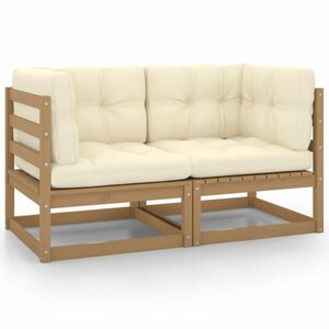 vidaXL 2-osobowa sofa ogrodowa, poduszki, miodowy brąz, drewno sosnowe obraz