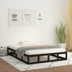 vidaXL Rama łóżka, czarna, 120 x 200 cm, lite drewno obraz