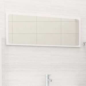 vidaXL Lustro łazienkowe, wysoki połysk, białe, 90x1, 5x37 cm, płyta obraz