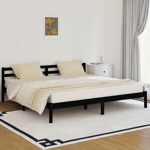 vidaXL Rama łóżka, lite drewno sosnowe, 200x200 cm, czarne obraz