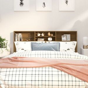 vidaXL Wezgłowie łóżka z półkami, brązowy dąb, 180x19x103, 5 cm obraz