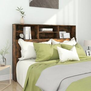 vidaXL Wezgłowie łóżka z półkami, przydymiony dąb, 140x19x103, 5 cm obraz