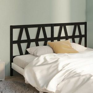 vidaXL Wezgłowie łóżka, czarne, 206x4x100 cm, lite drewno sosnowe obraz