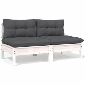 vidaXL 2-osobowa sofa ogrodowa z poduszkami, biała, drewno sosnowe obraz