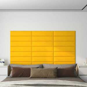 vidaXL Panele ścienne, 12 szt., żółte, 60x15 cm, aksamit, 1, 08 m² obraz