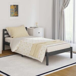vidaXL Rama łóżka, lite drewno sosnowe, 90x200 cm, szare obraz