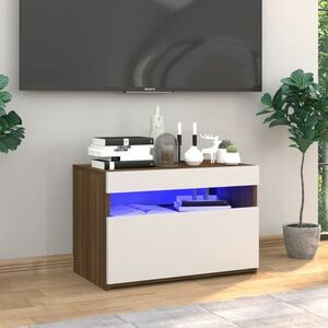 vidaXL Szafka pod TV z oświetleniem LED, brązowy dąb, 60x35x40 cm obraz