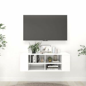 vidaXL Wisząca szafka TV, biała, 102x35x35 cm, materiał drewnopochodny obraz