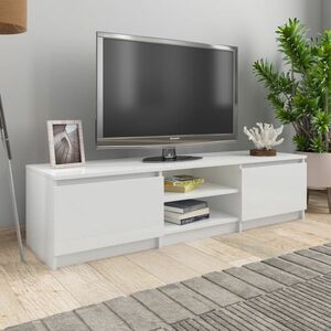 vidaXL Szafka pod TV, wysoki połysk, biała, 140x40x35, 5 cm obraz