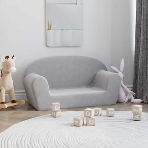 vidaXL 2-os. sofa dla dzieci, jasnoszara, miękki plusz obraz
