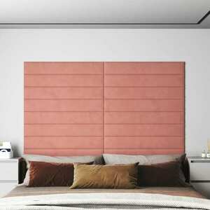 vidaXL Panele ścienne, 12 szt., różowe, 90x15 cm, aksamit, 1, 62 m² obraz