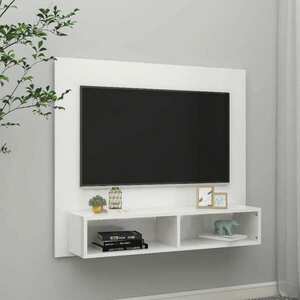 vidaXL Wisząca szafka pod TV, biała, wysoki połysk, 102x23, 5x90 cm obraz