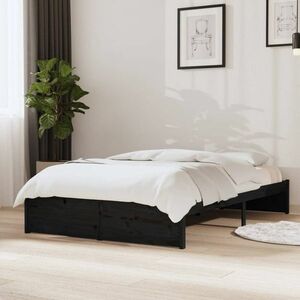 vidaXL Rama łóżka, czarna, lite drewno, 120 x 200 cm obraz