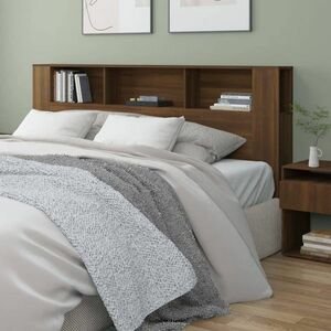 vidaXL Wezgłowie łóżka z półkami, brązowy dąb, 200x18, 5x104, 5 cm obraz