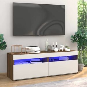 vidaXL Szafki pod TV z LED, 2 szt., brązowy dąb, 60x35x40 cm obraz
