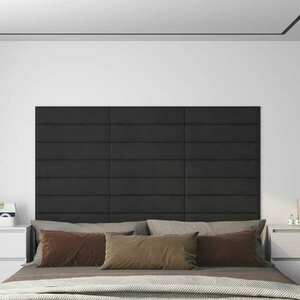 vidaXL Panele ścienne, 12 szt., czarne, 60x15 cm, aksamit, 1, 08 m² obraz