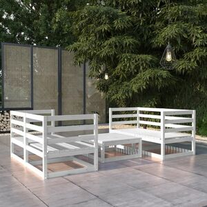 vidaXL 5-cz. zestaw mebli wypoczynkowych do ogrodu, biały, sosnowy obraz