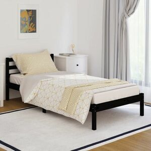 vidaXL Rama łóżka, czarna, 90 x 200 cm, lite drewno obraz