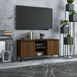 vidaXL Szafka pod TV, metalowe nóżki, brązowy dąb, 103, 5x35x50 cm obraz