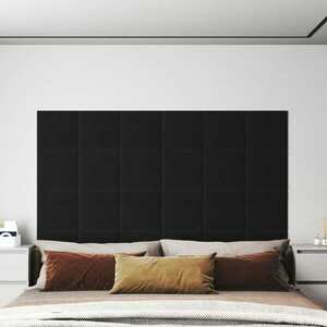 vidaXL Panele ścienne, 12 szt., czarne, 30x30 cm, tkanina, 1, 08 m² obraz
