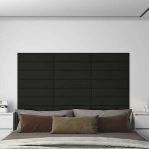 vidaXL Panele ścienne, 12 szt., czarne, 60x15 cm, tkanina, 1, 08 m² obraz
