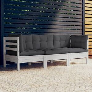 vidaXL 3-osobowa sofa ogrodowa z antracytowymi poduszkami, sosnowa obraz