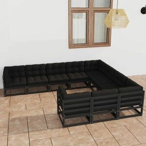vidaXL 10-cz. zestaw wypoczynkowy do ogrodu, z poduszkami, czarny obraz